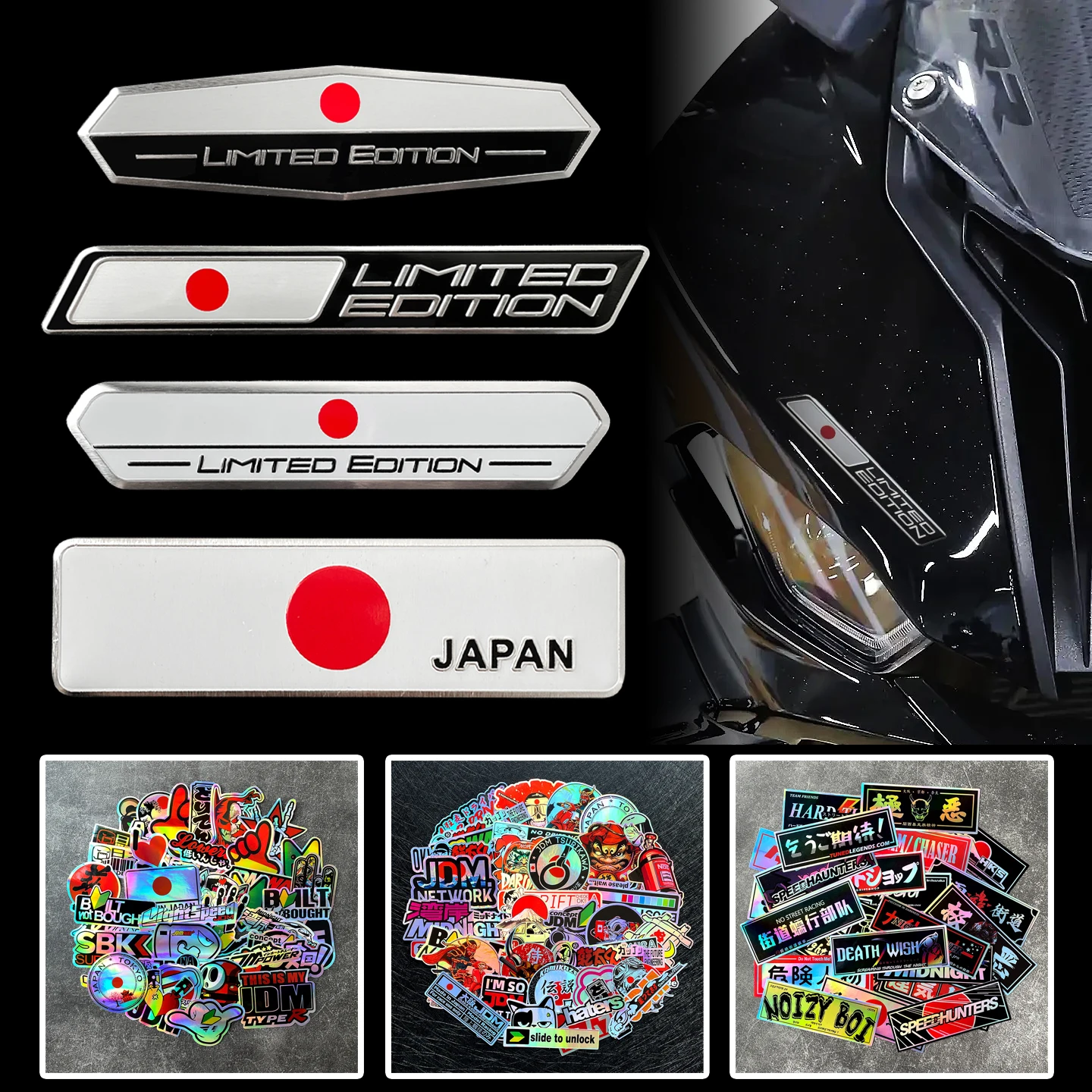 4PCS Japan National Flag 3D Metal Aluminum Sticker Motorcycle Scooter Car Auto Moto Body Emblem Adhesive Badge Decal Accessories