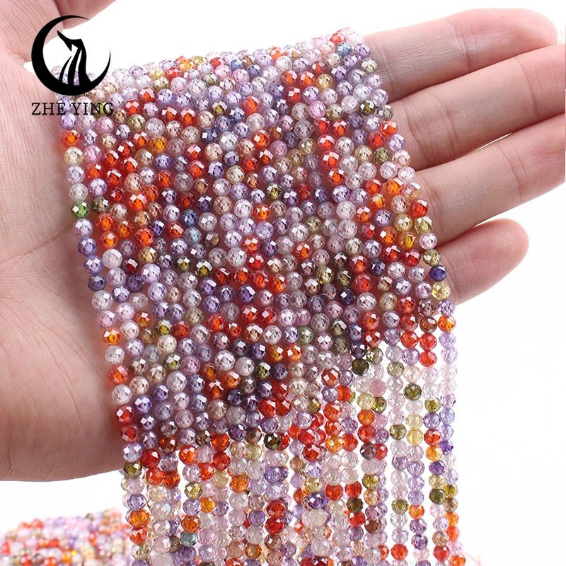 

Natural 4mm Faceted Mixed Color Zircon Stone Beads New Emerald Loose Gemstone Faceted Rondelle Zircon Beads for Jewelry Making