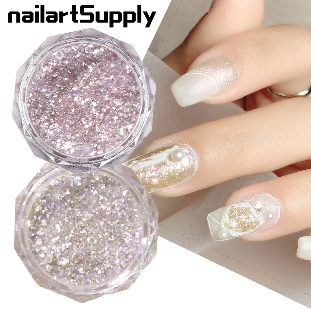 6Jar/Set Sparkling Diamond Nail Powder Star Broken Diamond Reflective Nail Glitter Dust Fine Shiny Pigment Nail Art Decorations