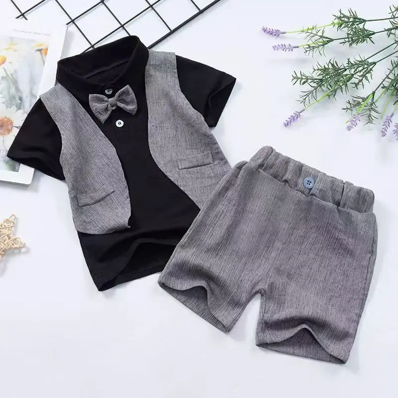 Boys' Suit 2026 Spring and Summer New Children's Wear Korean Style Boys and Girls British Style False Two Suits Two Pieces