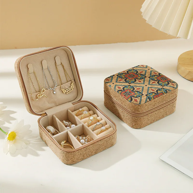 Cork Jewellery Box Portable Travel Earring Ring Necklace Organiser