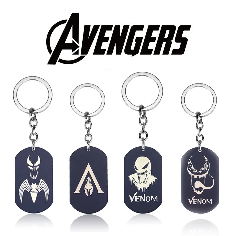 Nieuwe Marvel The Avengers Venom Film Randapparatuur Creatieve Vierkante Auto Sleutelhanger Keten Schooltas Decoratie Hanger Gift Groothandel