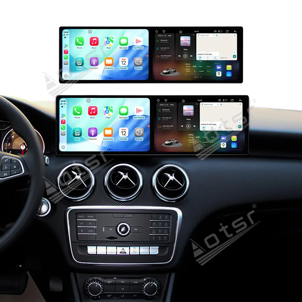 

Android 15, двойной экран, 9,1-дюймовый Carplay для Mercedes-Benz A/GLA (X156) 2015-2019, мультимедийный плеер, автомобильный GPS-навигатор, головное устройство