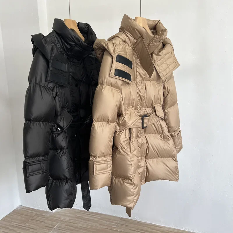 2025 Winter Fashion Women's Down Jacket Commuter Hooded High Street Slimming Jacket