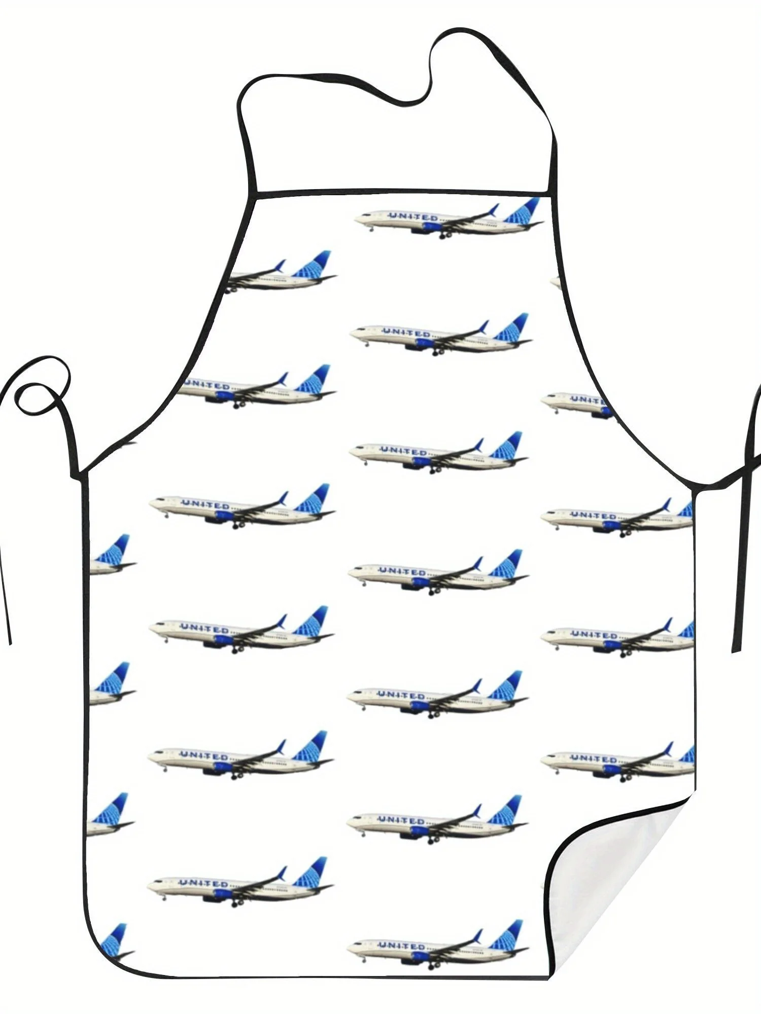 United Airlines Commercial Jet Plane Repeat White Print Waterproof Apron Unisex Adult Kitchen Baking Aviation Lover Holiday Gift