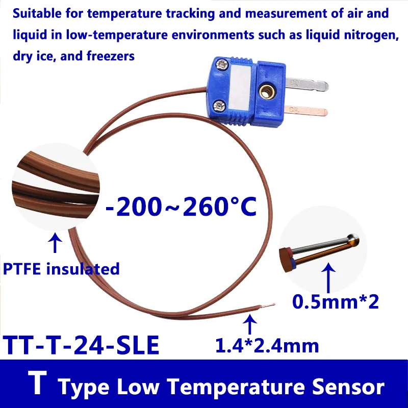 Bild 3: PTFE-isoliertes Typ-T-Thermoelement Niedertemperatursensor TT-T-24-SLE, für Niedertemperatursätze Kühllagerflüssigkeitsstickstoff
