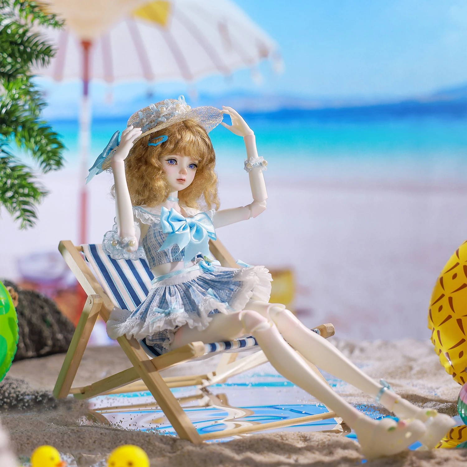 BJD Doll 1/4 Belinda Sun-Kissed Beach Female Detachable Collar Full Set Shugafairy Blue Clothes