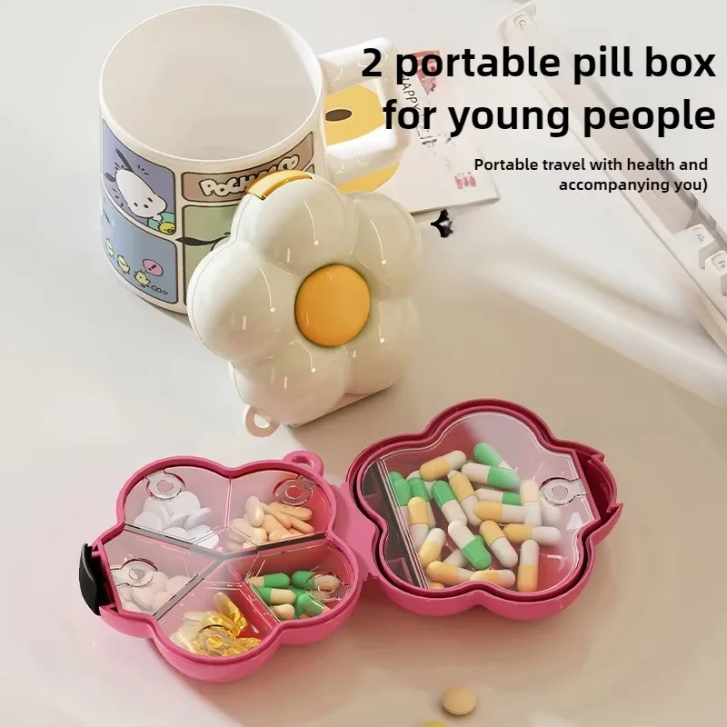 Kreative Blumen Pillendose Tragbare Aufbewahrungsbox Anhänger Wasserdicht mit Trennwänden Schmucketui Kunststoff Dopamin Organizer Box
