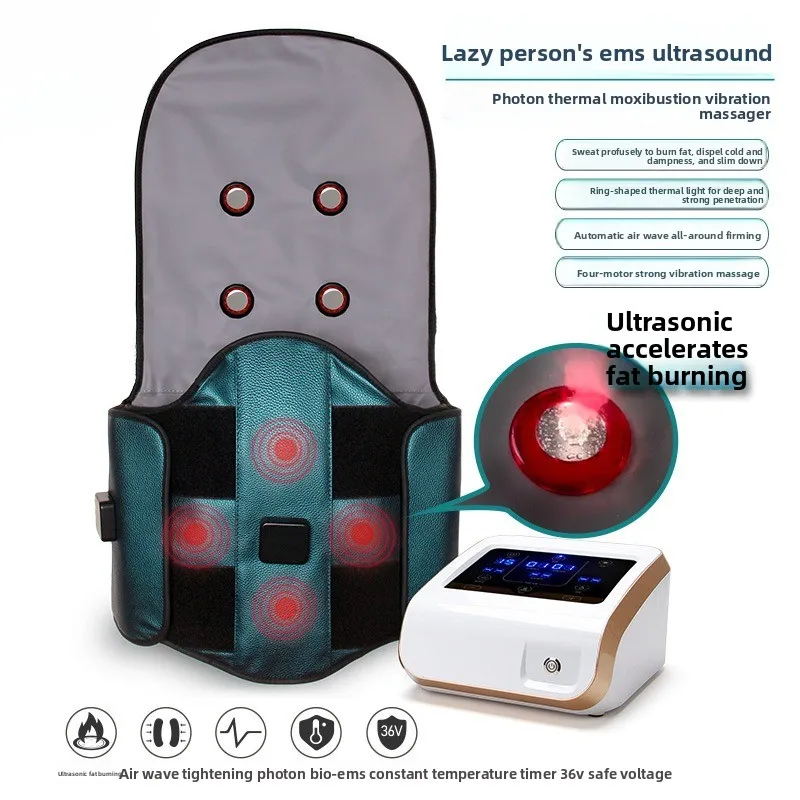 Ems Massage Belt Automatic Air Wave Acupuncture Far Infrared Photon Electric Heating Belt Ultrasonic Hot Compress Fat Waist