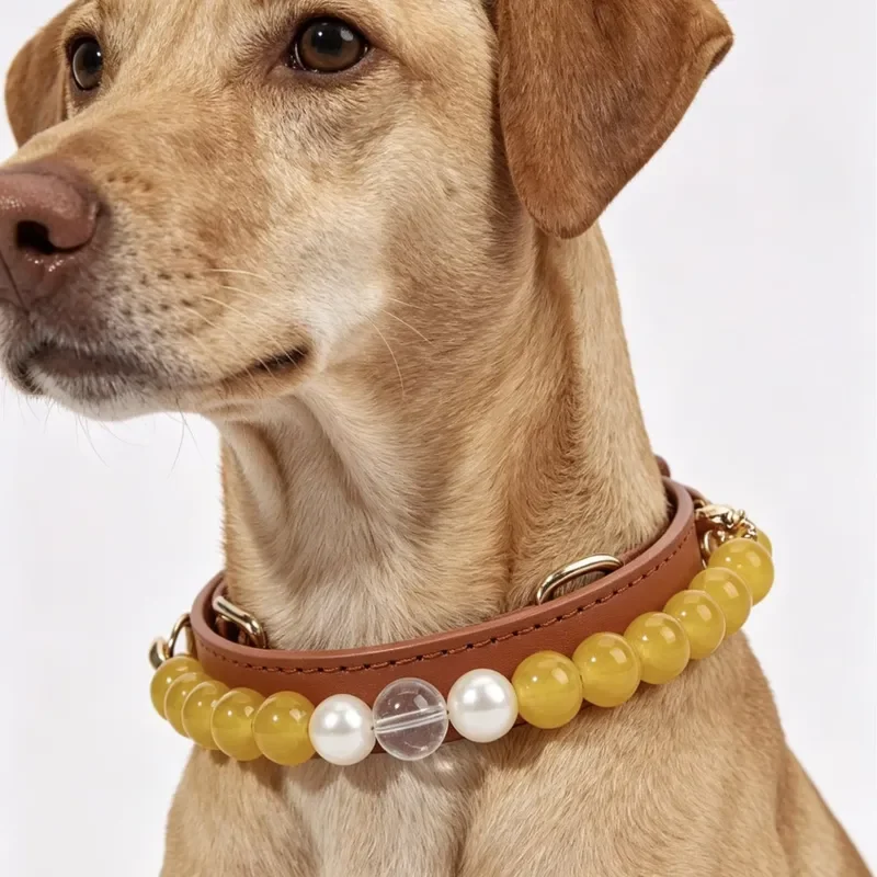 Foreign trade explosion natural crystal agate beaded pet crystal agate collar cat and dog necklace factory is now wholesale