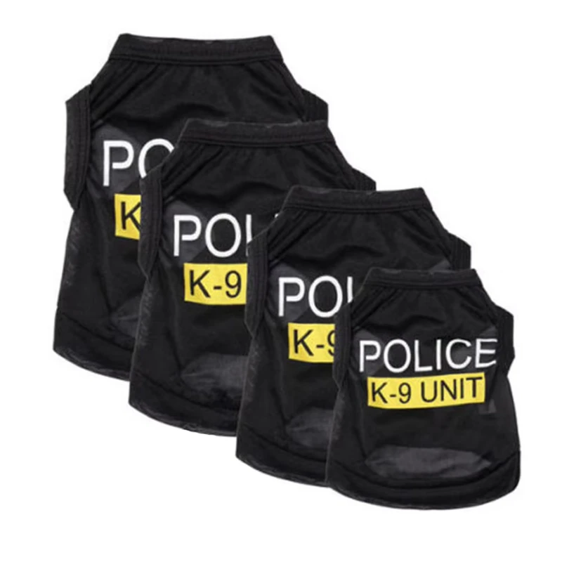 Police Suit Cosplay Dog Clothes Black Elastic Vest Puppy T-Shirt Coat Accessories Apparel Costumes Pet Clothes  Dogs Cats Dog