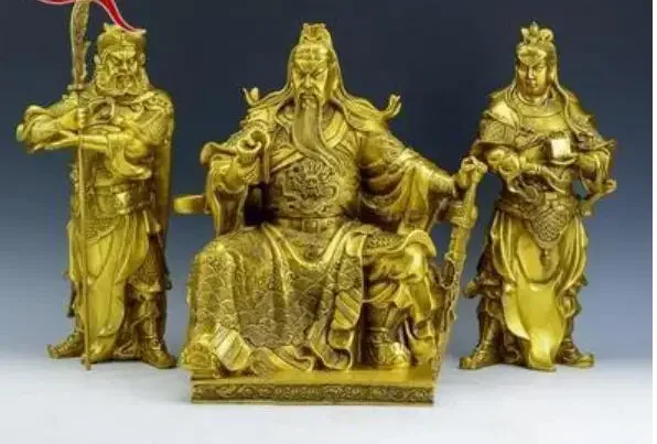 Copper Statue  Pure copper spring and autumn off the bronze statue of the pieces of the wealth of God Guan Yu Zhou Guan Ping tow