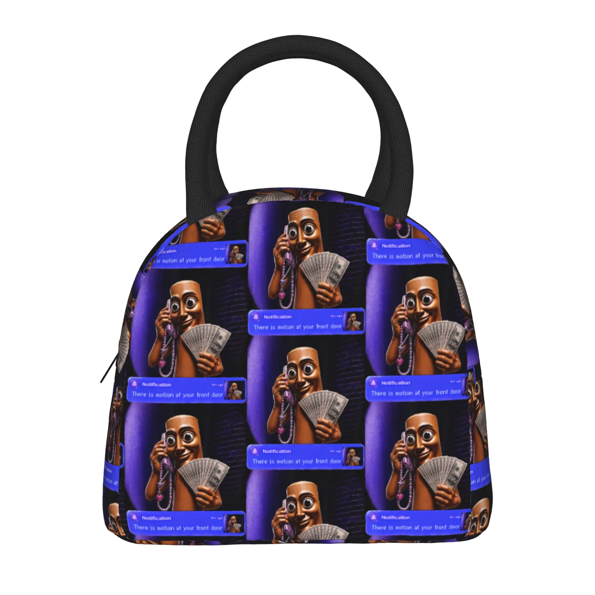 There is Motion At Your Front Door Tung Tung Sahur Lunch Bag Vintage Lunch Box Travel Tote Food Bags For Women Oxford Cooler Bag