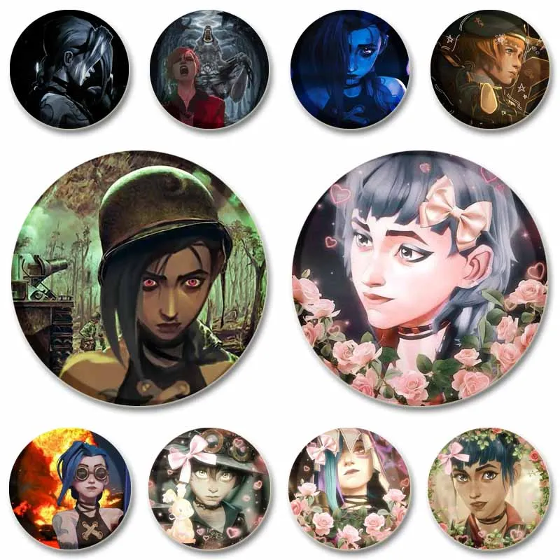Insignia de iconos de Anime Arcane Isha Viktor Ekko Jinx, accesorios de ropa para mochila DIY, broche, alfileres de solapa, regalos de joyería para niños y amigos