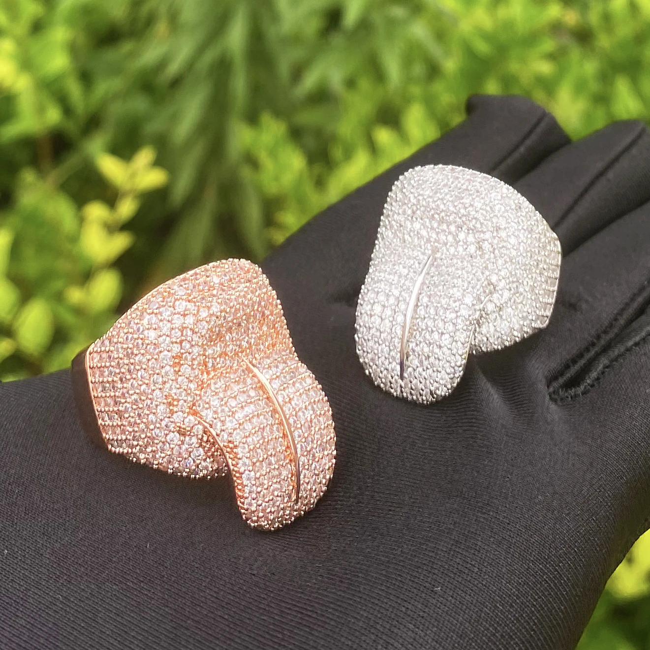 Aokaishen Iced Out Tongue Ring for Men Real Gold Plated Cubic Zirconia Hip Hop Jewelry