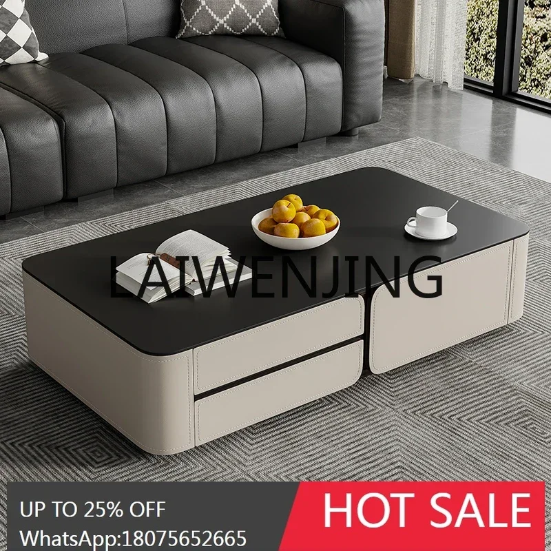 

Italian Minimalist Saddle Leather Stone Plate Lengthened TV Cabinet Modern Minimalist Living Room Super Long Floor Cabinet