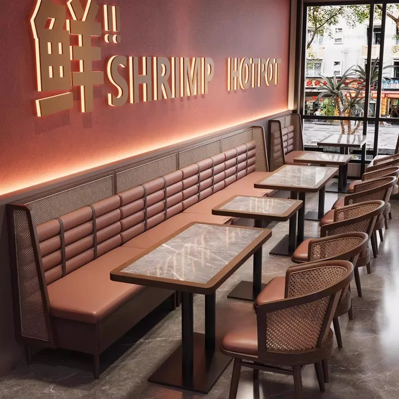 

South East Asia style theme restaurant, rattan booth sofa, tea restaurant, commercial table and chair combination