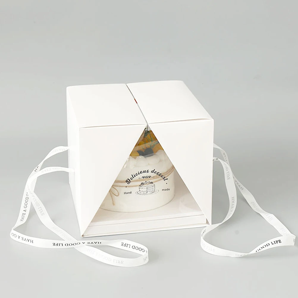 

Convenient 8Inch Transparent Cake Box With Handle For Carrying And Storing Cakes Desserts At Weddings And Celebrations