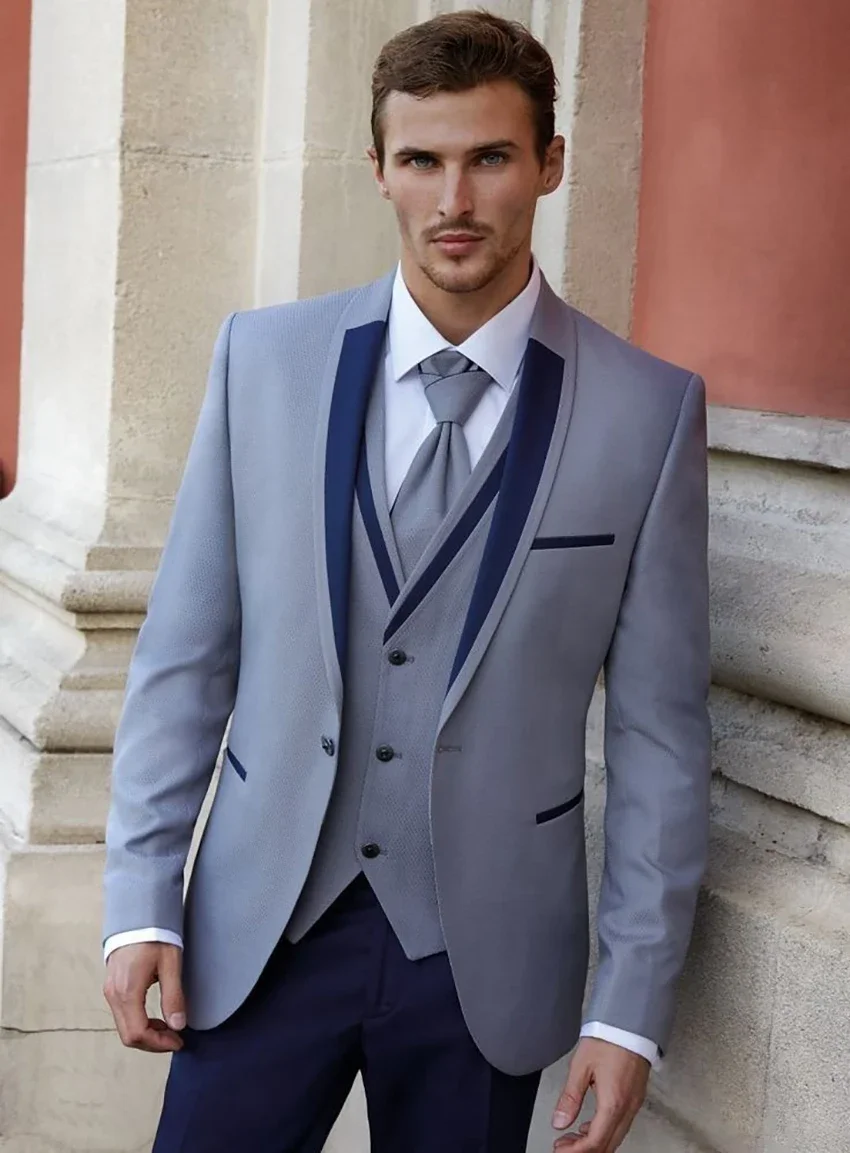 

Men Suit 3 Pieces Blazer Jacket Vest Pants Custom Made One Button Business Wear Wedding Groom Costume Homme