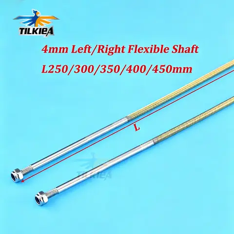 1pc Good Quality 4mm Flexible Shaft 4mm Prop Shaft 250mm/300mm/350mm/400mm/450mm Left/Right Flex Cable for Gas Nitro Rc Boat