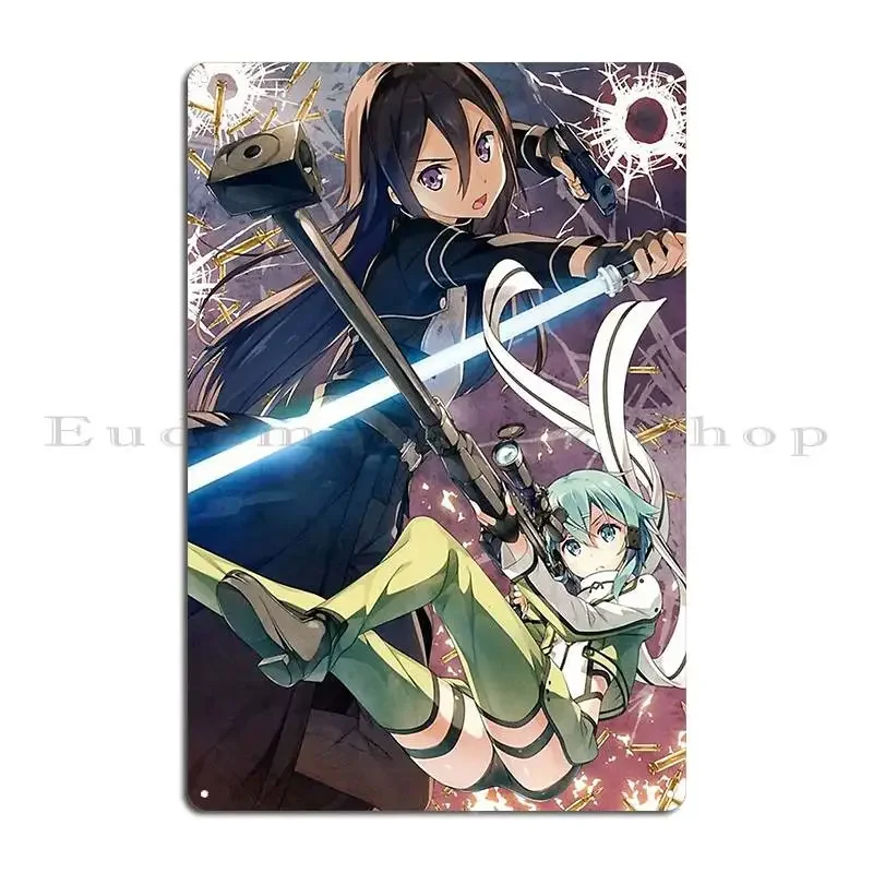 Металлическая табличка Kirito Vs Sinon для стен, кинотеатров, создания тематических стен, декоративная табличка-постер из жести