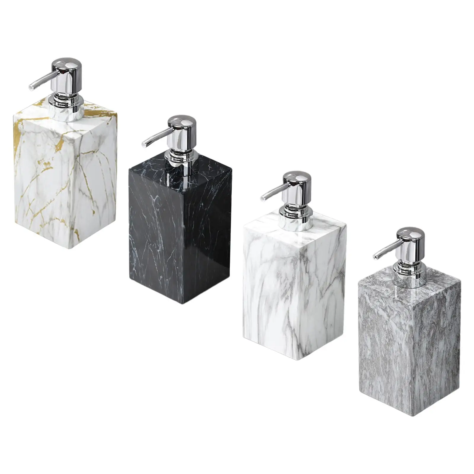 Marble Soap Dispenser with Stainless Steel Pump Stylish Rustproof Lotion Container Decorative Bottle for Bathroom Countertop