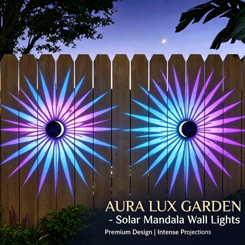 Hollow Floral Pattern Solar Projection Wall Light Outdoor Solar Powered Garden Shadow Decor Lamp Waterproof Metal Wall JJ1954