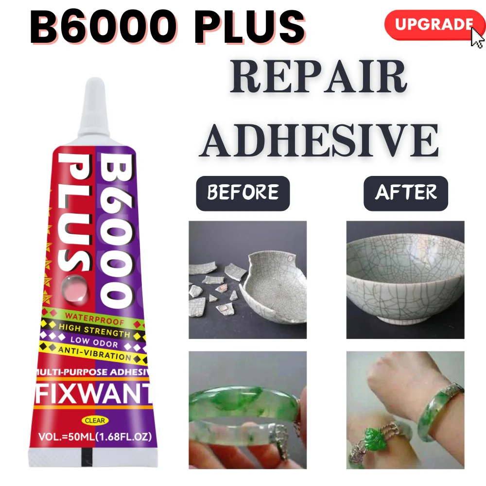 B6000 plus 15/50/110ml adesivo transparente para reparo de telefone de contato B-6000 cola multiuso diy com ponta aplicadora de precisão