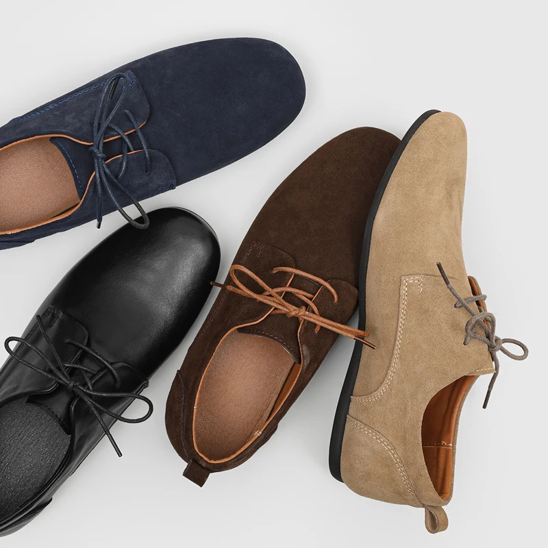 Size 38-46 Men Derby Shoes Suede Reverse Surface High-quality Retro Men Casual Lace-up Business Office Shoes Commuting Shoes