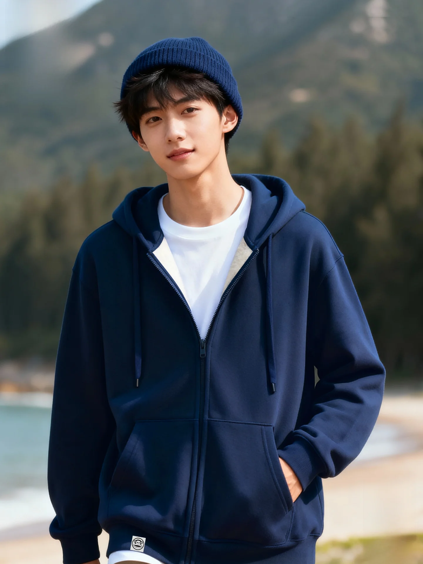 

Heavyweight Fce Zipper Hoodie Men's Winter Thiened Jaet Warmth Loing Zipper Design Casual Hooded Sweatirt