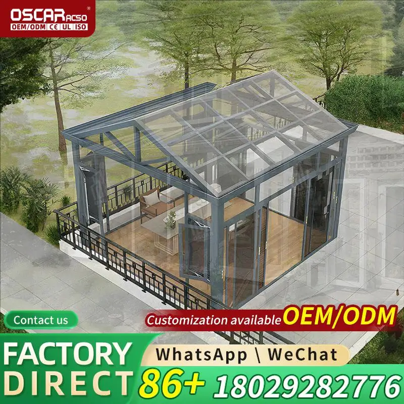 Modern Design Waterproof Aluminum Alloy Frame Flat Triangle Slant Tempered Glass for Winter Garden Sunroom in Villas sunroom