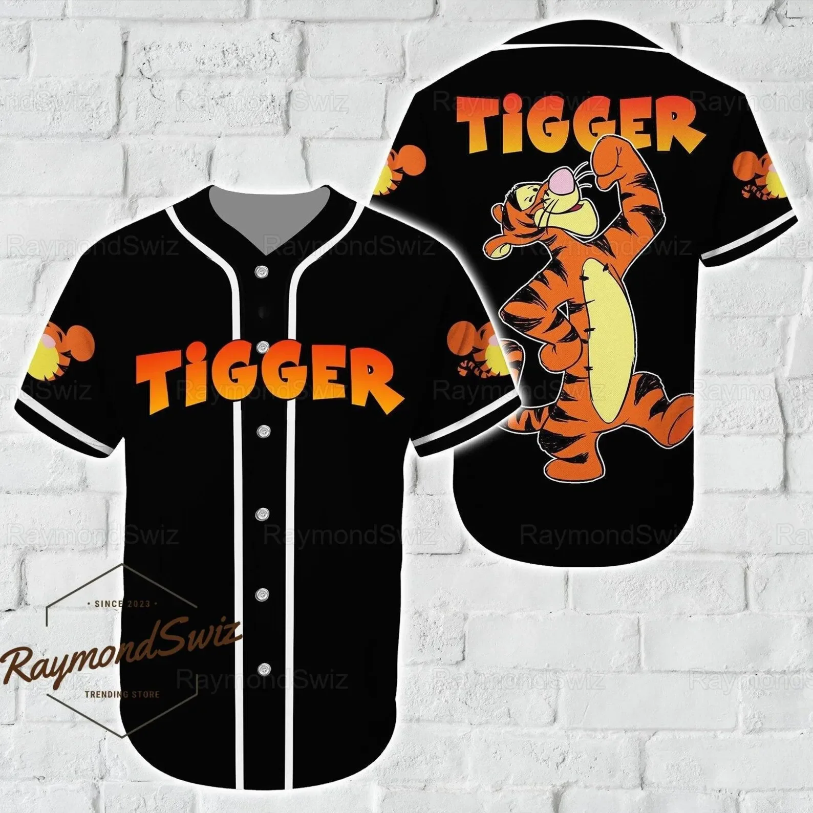 Tigger White Yellow Disney Baseball Jersey Tigger Winnie The Pooh Black Orange Disney Unisex Cartoon Graphic Casual Outfits