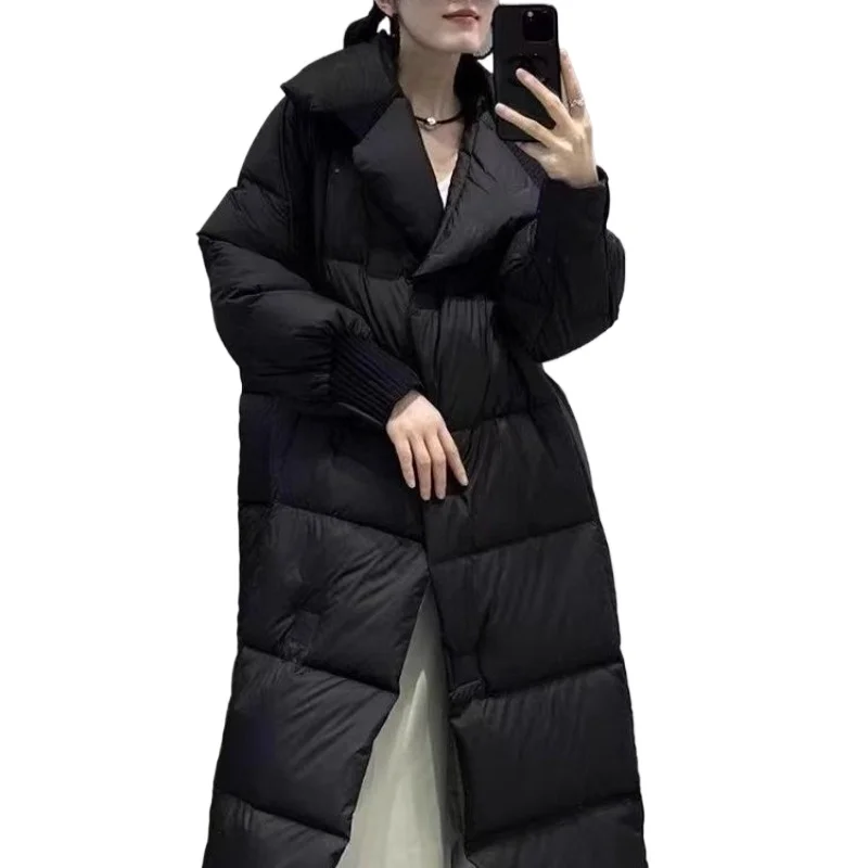 

Down Cotton-padded Clothes Women's Long Styles Thickened and Warm Over The Knee Puffs for Students, Winter New Jackets for Women