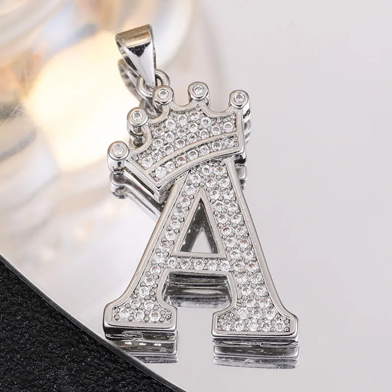 JUYA Classic Zircon Crown Alphabet Charms Good Quality Copper Letter Pendant For Jewelry Making DIY Fashion Necklace Accessories