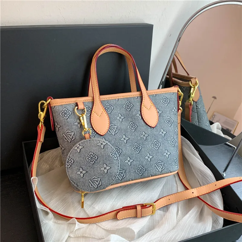 

2025 Designer Monogram Tote Bag for Women - Trendy Colorblock Shoulder Bag with Free Mini Purse