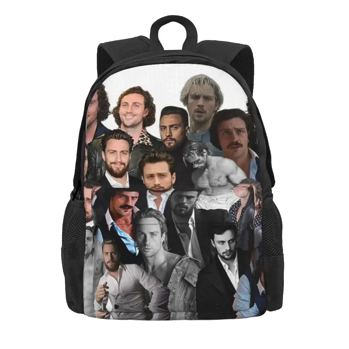 Aaron-taylor Johnson Photo Collage Backpack Daypack Large Capacity Boys Girls BookBag School Bag Shoulder Bags for Men Women
