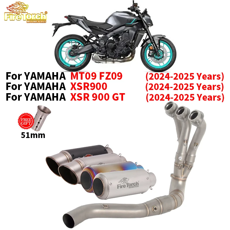 

Slip On For YAMAHA MT09 MT 09 FZ09 FZ 09 XSR900 XSR 900 GT 2024 2025 Motorcycle Exhaust System Front Link Pipe With Muffler