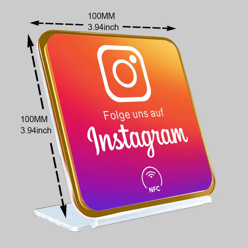 حوامل عرض الكتابة الألمانية تزيد من المراجعات الخمس نجوم الخاصة بك وعلامات مراجعة NFC وعلامات الوسائط الاجتماعية NFC Google Instagram WhatsApp
