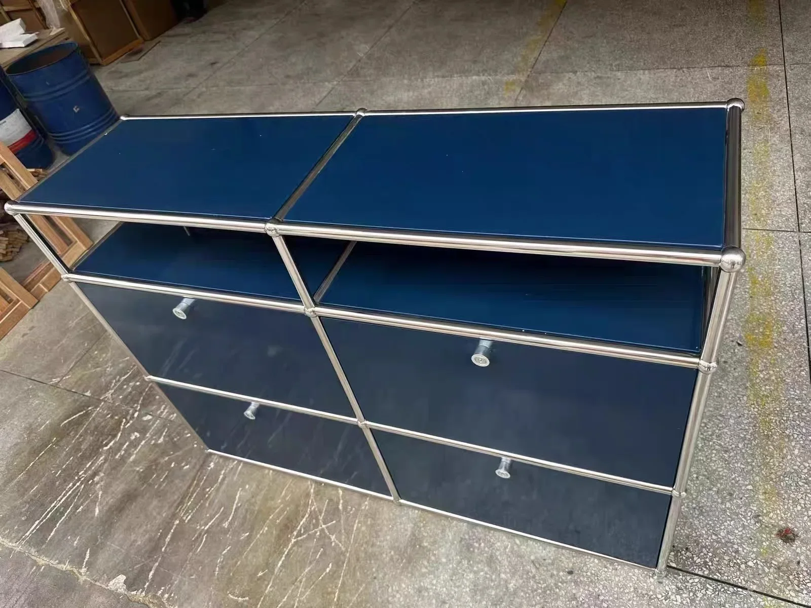 Living Room Sideboard Medieval Cabinets Storage Dining Modern Metal Stainless Steel Frame Wood Customizable Cabinet with Locker