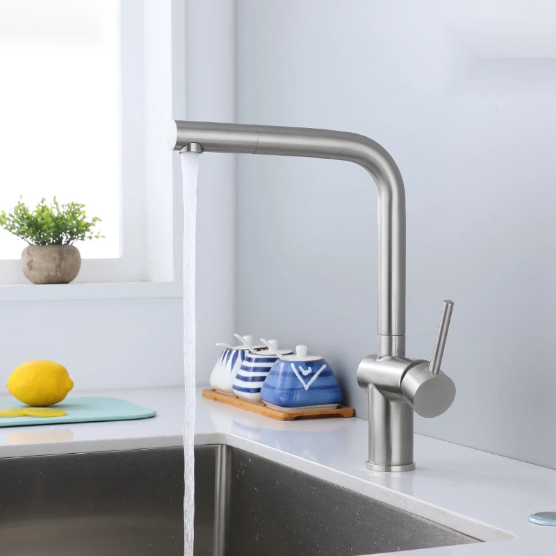 Kitchen Hot And Cold Faucet 304 Stainless Steel Mixed Vegetable Washing Basin Sink Faucet