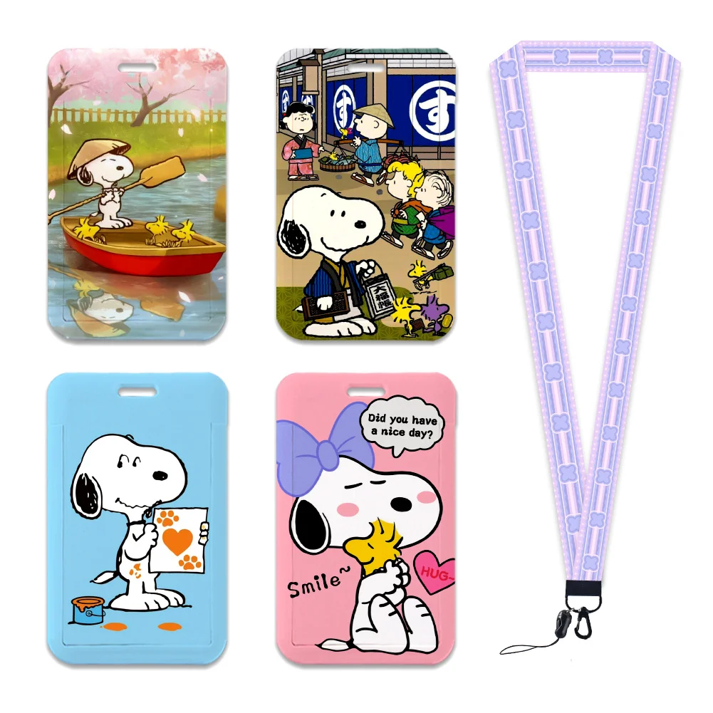 Work Card Holder Work Cartoon Sno Dog Name Badge Holder with Keychains Student Id Card Lanyard Holder Accessories