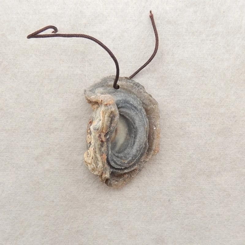 Natural Raw Brazil Agate Crystal Slab Pendant Layered Gray-Banded Gemstone for Handmade Jewelry 38x25x11mm-10g