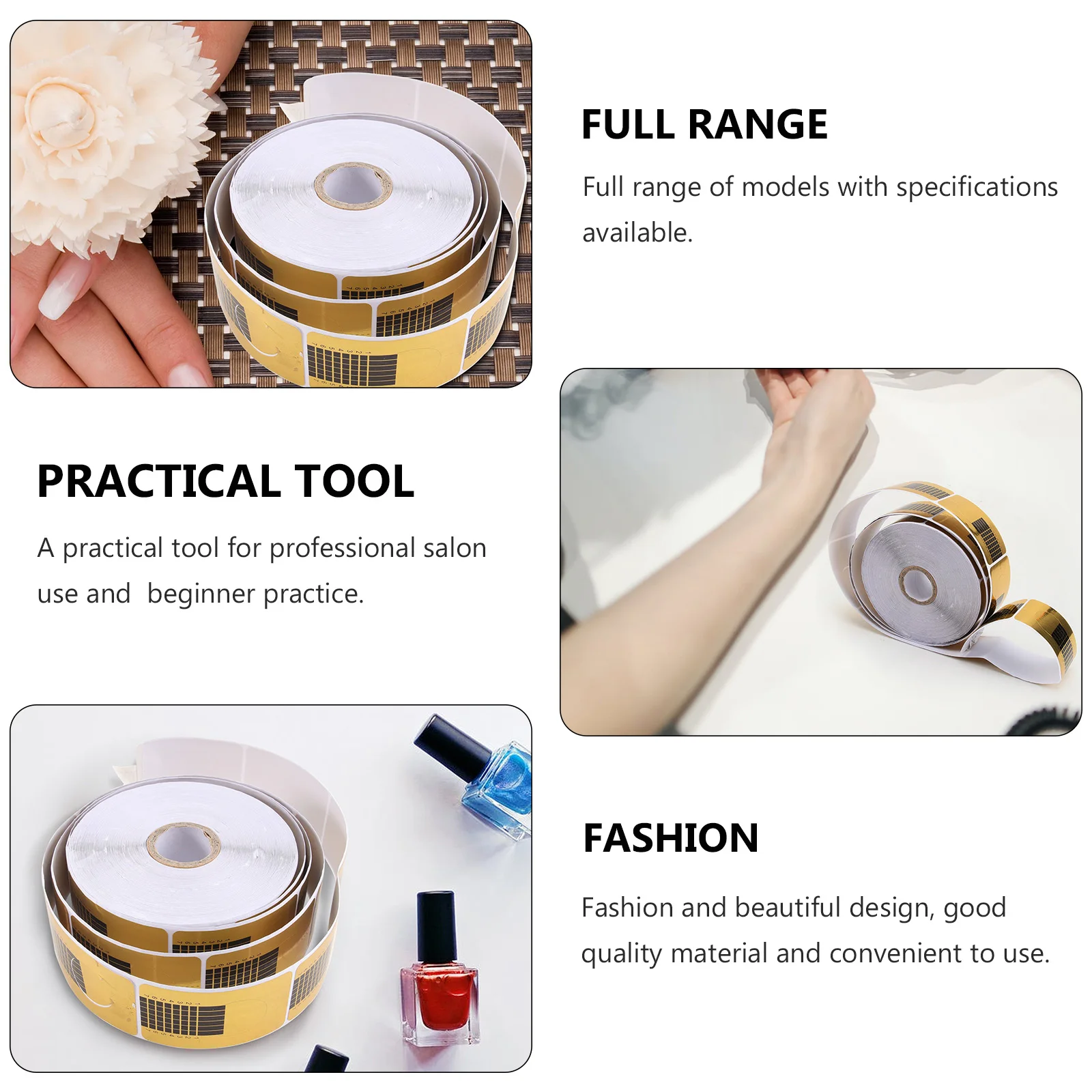 

500pcs Forms Nail Art Guide Stickers Uv Gel Extensions Salon Tool Golden Paper Holders Nail Accessories Measurement Marks
