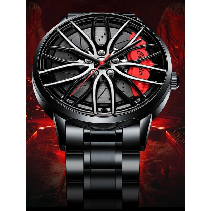 

New trendy MEN'S quartz watch black alloy case sporty fashion casual man quartz watches