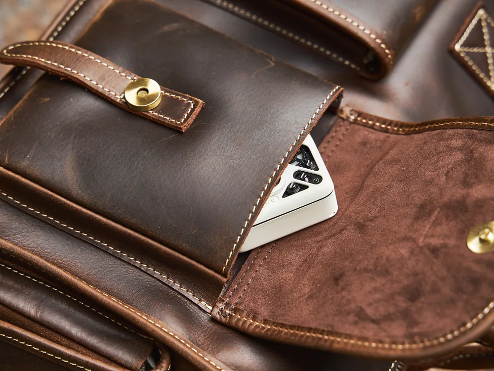 Nupugoo Vintage Echt leder Herren Aktentasche Umhängetasche verrückte Pferd Leder Handtasche mit 16-Zoll-Laptop – Detail 10