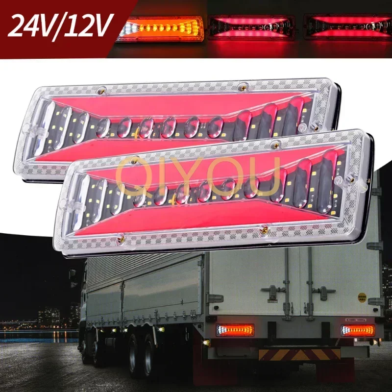 

2PCS 12V Dynamic LED Car Truck Tail Light Turn Signal Rear Brake Light Reverse Signal Lamp for Trailer Lorry Bus Campers