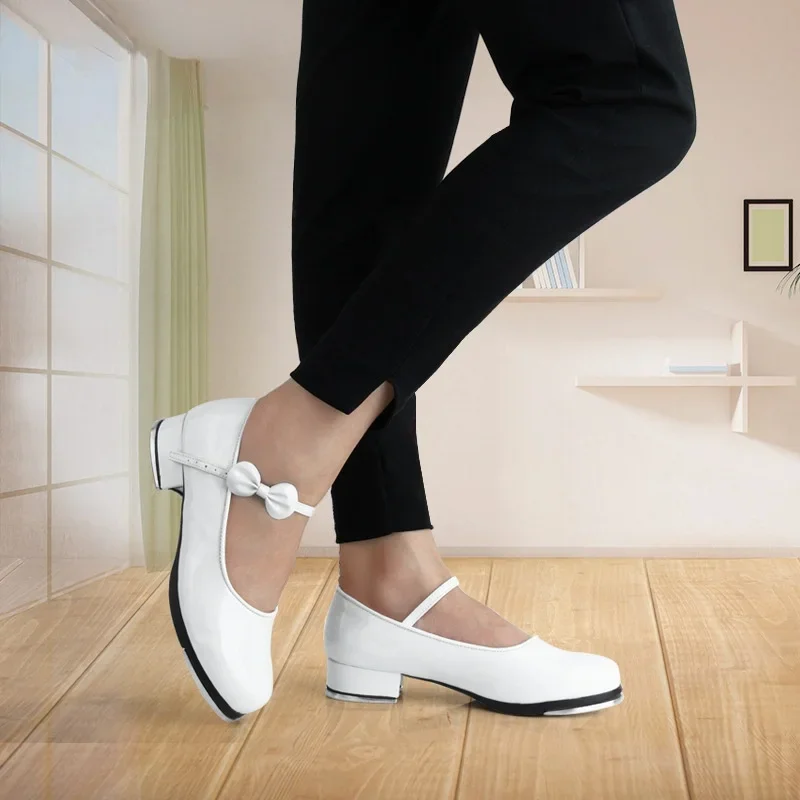 XIHAHA جديد إمرأة الحنفية أحذية الرقص لامعة بولي Leather جلد امرأة لامعة ربطة القوس فيونكة الاطفال الحنفية أحذية المعلم مرحلة الرقص الفتيات الأحذية #3