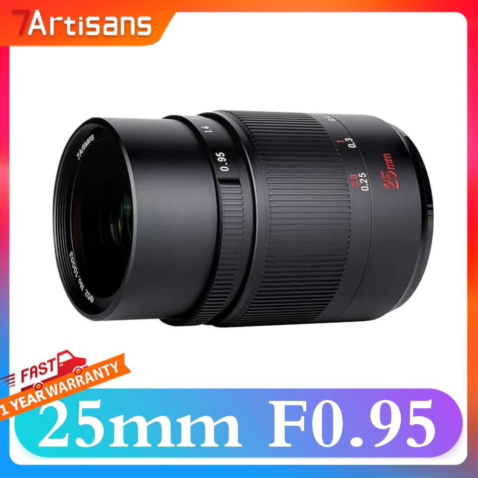 7artisans APS-C 25 mm F0,95 Prime-Kameraobjektiv mit großer Blende für Geisteswissenschaftenfotografie mit Fujifilm XF Sony E Canon EOS-M-Halterung