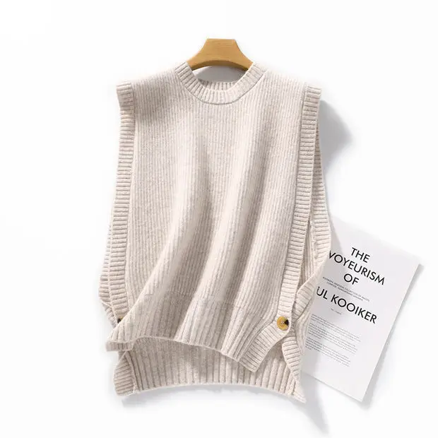 

Women's Knitted Vest Spring Autumn round Ne Slimming Faion oulder Antifouling Sweater Vest Cotton 00% Original Design