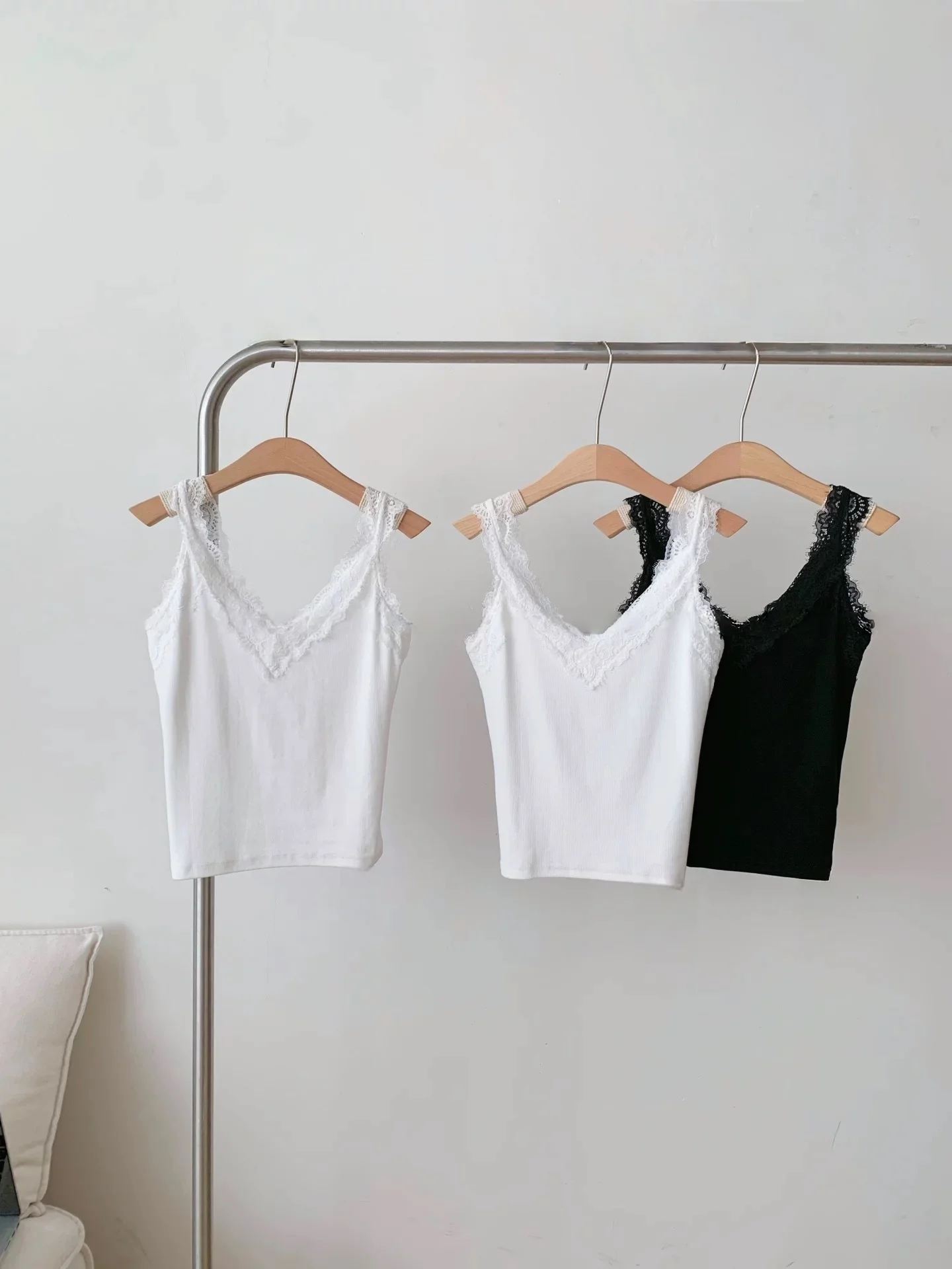 Women's Slim Fit Tank Top Lace Trim 95 Cotton Summer New Style Inner Wear Outer Wear Base Shirt Big Size plus Size MM